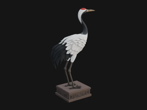 Crane on Pedestal Statue Design 1 - 3D Print Model 3D Print Model