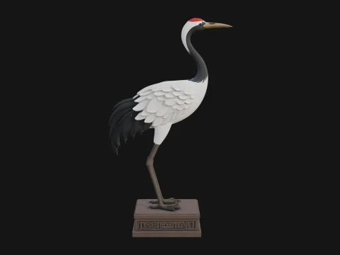 Crane on Pedestal Statue Design 1 - 3D Print Model 3D Print Model