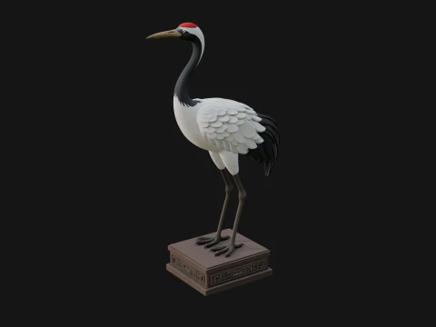 Crane on Pedestal Statue Design 1 - 3D Print Model 3D Print Model