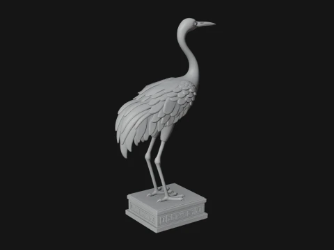 Crane on Pedestal Statue Design 1 - 3D Print Model 3D Print Model