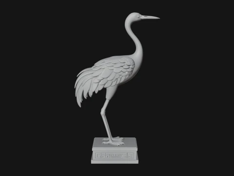 Crane on Pedestal Statue Design 1 - 3D Print Model 3D Print Model