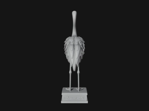 Crane on Pedestal Statue Design 1 - 3D Print Model 3D Print Model