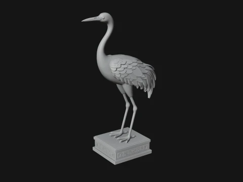 Crane on Pedestal Statue Design 1 - 3D Print Model 3D Print Model