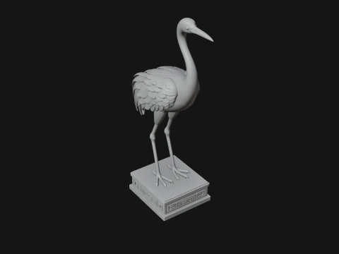 Crane on Pedestal Statue Design 1 - 3D Print Model 3D Print Model