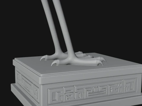 Crane on Pedestal Statue Design 1 - 3D Print Model 3D Print Model