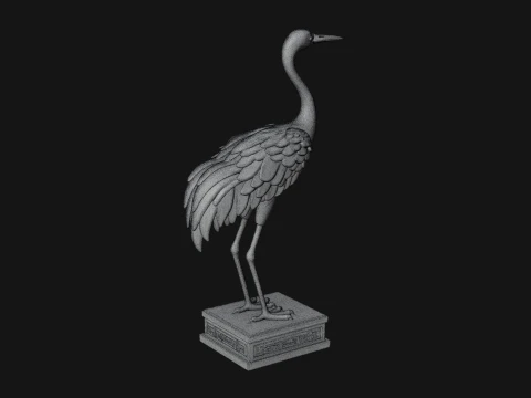 Crane on Pedestal Statue Design 1 - 3D Print Model 3D Print Model
