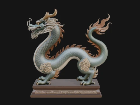 Chinese Dragon Statue Design 1 - 3D Print Model 3D Print Model