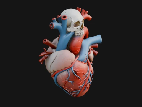 Skull and Heart Anatomy Statue Design 1 - 3D Print Model 3D Print Model