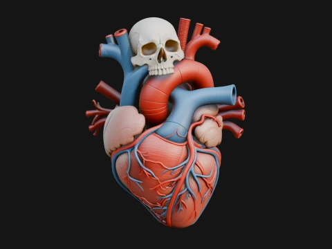 Skull and Heart Anatomy Statue Design 1 - 3D Print Model 3D Print Model