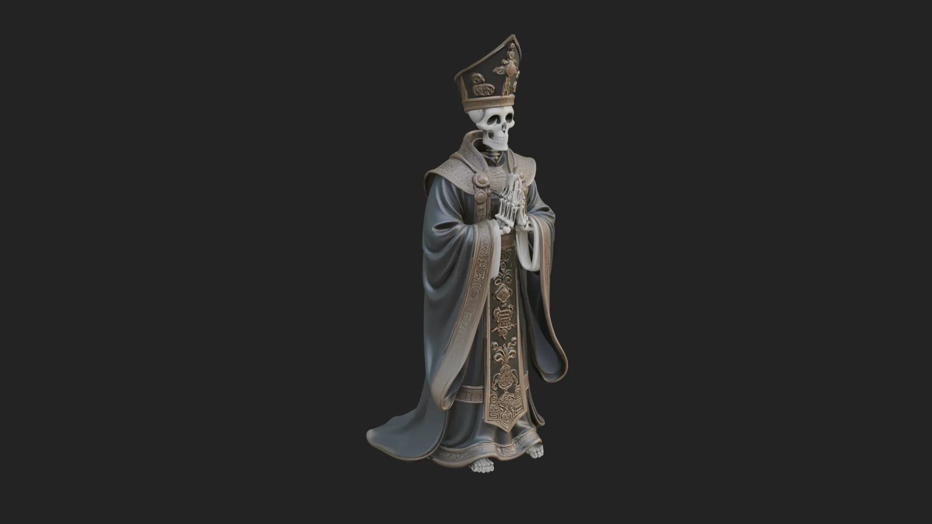 Skeleton Bishop Statue Design 1 - 3D Print Model 3D Print Model .c4d .max .obj .3ds .fbx .stl .blend 