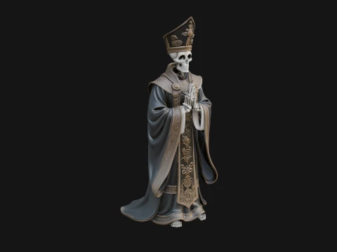 Skeleton Bishop Statue Design 1 - 3D Print Model 3D Druckmodell