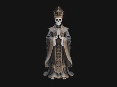 Skeleton Bishop Statue Design 1 - 3D Print Model 3D Print Model