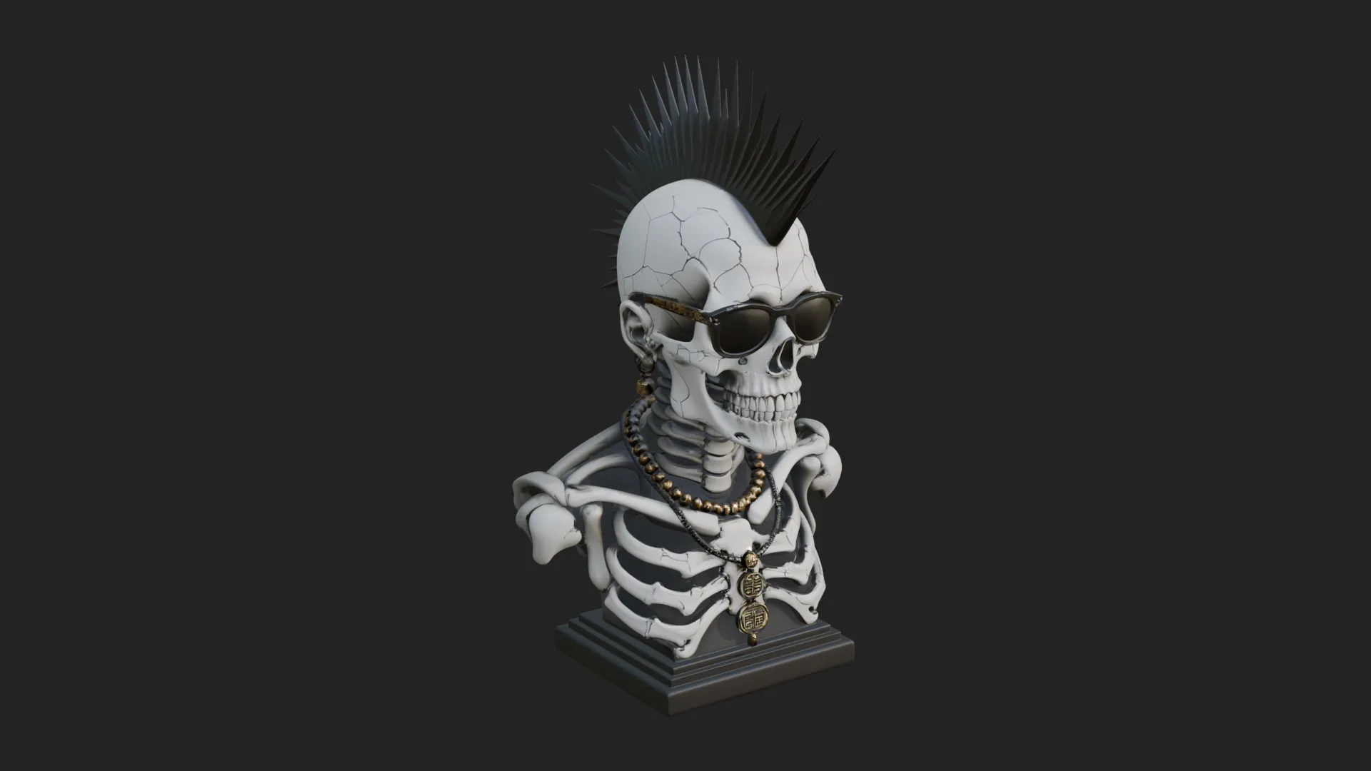 Punk Skull Bust Statue Design 1 - 3D Print Model 3D Print Model .c4d .max .obj .3ds .fbx .stl .blend 