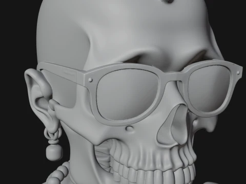Punk Skull Bust Statue Design 1 - 3D Print Model 3D Print Model