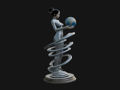 Figure Holding Globe Statue Design 1 - 3D Print Model 3D Print Model