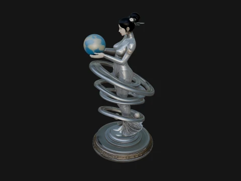 Figure Holding Globe Statue Design 1 - 3D Print Model 3D Print Model