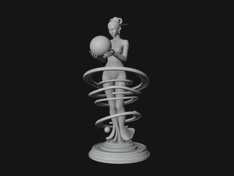 Figure Holding Globe Statue Design 1 - 3D Print Model 3D Print Model