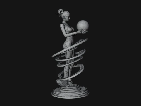 Figure Holding Globe Statue Design 1 - 3D Print Model 3D Print Model