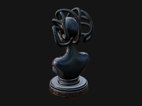 Alien Bust with Tube Crown Statue Design 1 - 3D Print Model 3D Print Model