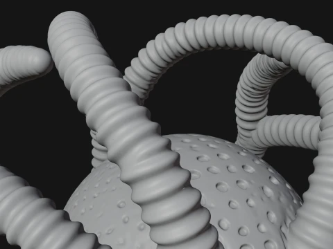Alien Bust with Tube Crown Statue Design 1 - 3D Print Model 3D Print Model