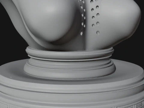 Alien Bust with Tube Crown Statue Design 1 - 3D Print Model 3D Print Model