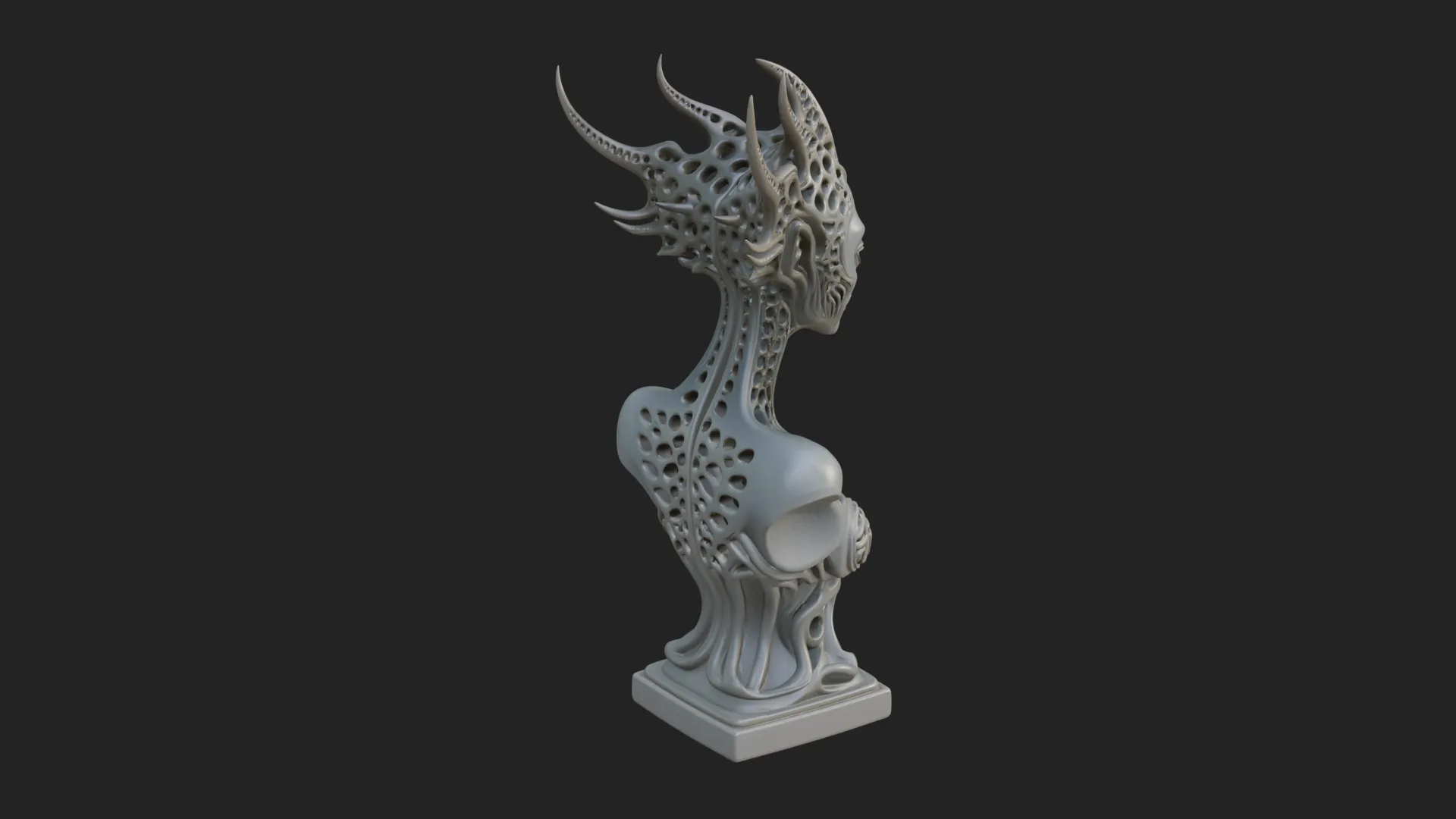 Biomechanical Alien Bust Statue Design 2 - 3D Print Model 3D Print Model .c4d .max .obj .3ds .fbx .stl .blend 