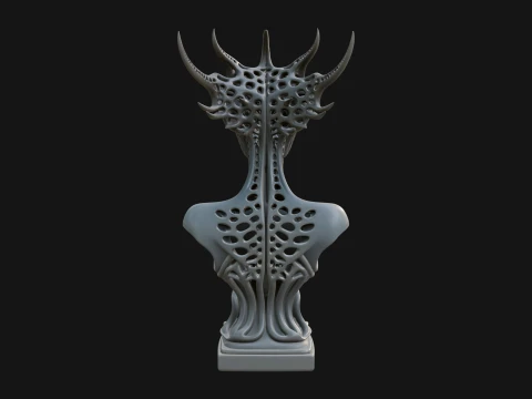Biomechanical Alien Bust Statue Design 2 - 3D Print Model 3D Print Model
