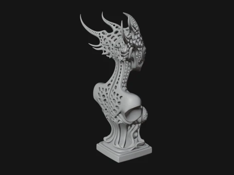 Biomechanical Alien Bust Statue Design 2 - 3D Print Model 3D Print Model
