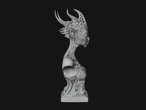 Biomechanical Alien Bust Statue Design 2 - 3D Print Model 3D Print Model