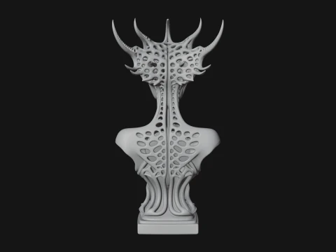 Biomechanical Alien Bust Statue Design 2 - 3D Print Model 3D Print Model