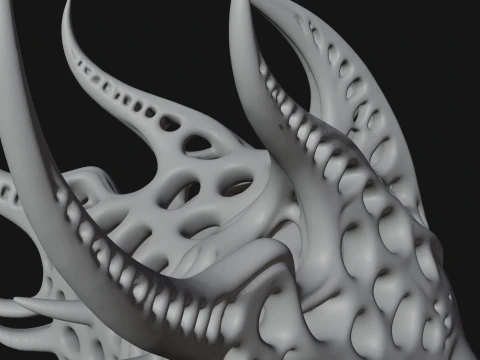 Biomechanical Alien Bust Statue Design 2 - 3D Print Model 3D Print Model