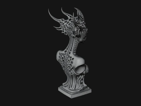Biomechanical Alien Bust Statue Design 2 - 3D Print Model 3D Print Model