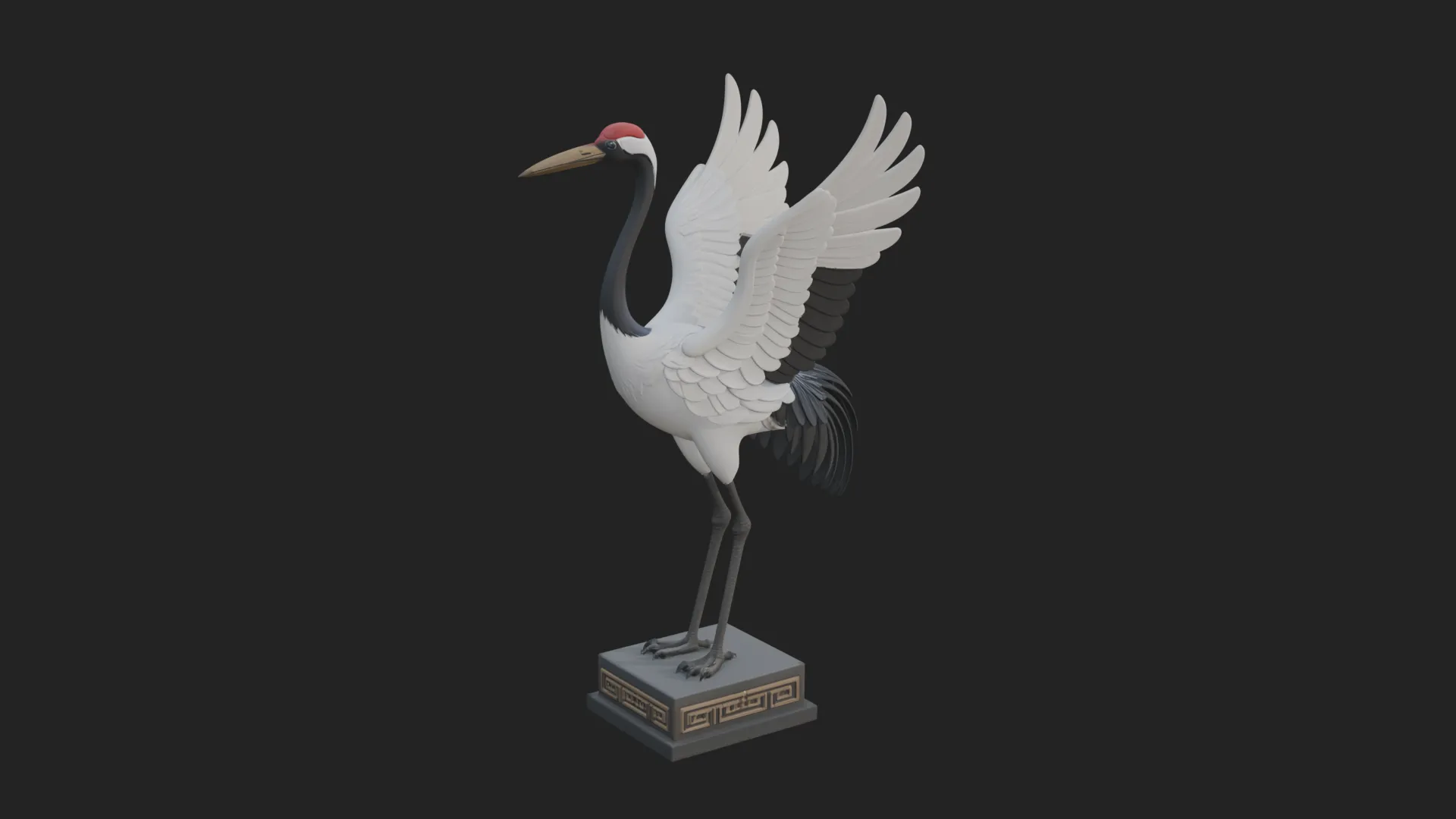 Crane with Spread Wings Statue Design 1 - 3D Print Model 3D Print Model .c4d .max .obj .3ds .fbx .stl .blend