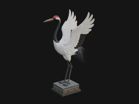 Crane with Spread Wings Statue Design 1 - 3D Print Model 3D Print Model
