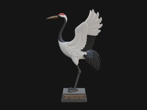 Crane with Spread Wings Statue Design 1 - 3D Print Model 3D Print Model