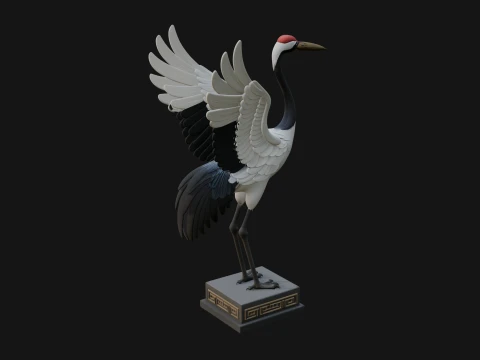 Crane with Spread Wings Statue Design 1 - 3D Print Model 3D Print Model
