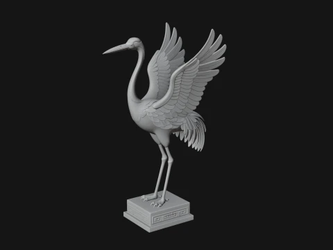 Crane with Spread Wings Statue Design 1 - 3D Print Model 3D Print Model
