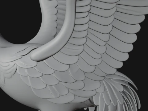 Crane with Spread Wings Statue Design 1 - 3D Print Model 3D Print Model