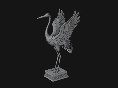 Crane with Spread Wings Statue Design 1 - 3D Print Model 3D Print Model
