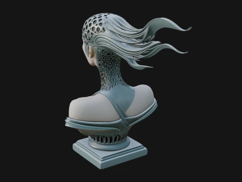 Ethereal Lace Woman Bust Statue Design 1 - 3D Print Model 3D Print Model