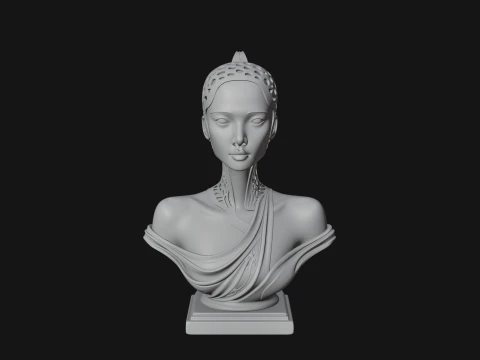 Ethereal Lace Woman Bust Statue Design 1 - 3D Print Model 3D Print Model