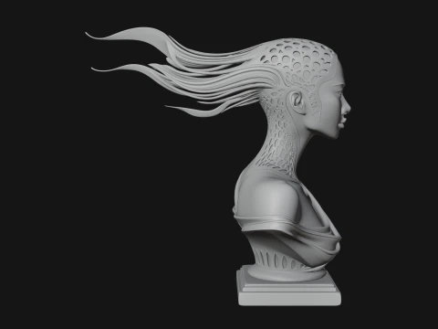 Ethereal Lace Woman Bust Statue Design 1 - 3D Print Model 3D Print Model