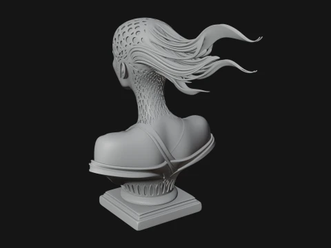 Ethereal Lace Woman Bust Statue Design 1 - 3D Print Model 3D Print Model