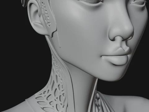 Ethereal Lace Woman Bust Statue Design 1 - 3D Print Model 3D Print Model