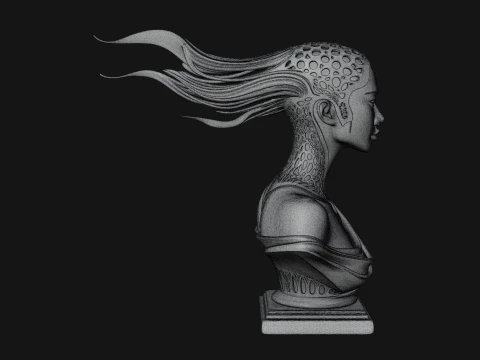 Ethereal Lace Woman Bust Statue Design 1 - 3D Print Model 3D Print Model