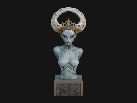 Alien Queen Bust Statue Design 1 - 3D Print Model 3D Print Model