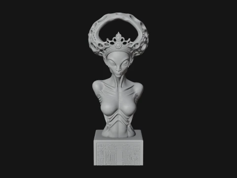 Alien Queen Bust Statue Design 1 - 3D Print Model 3D Print Model