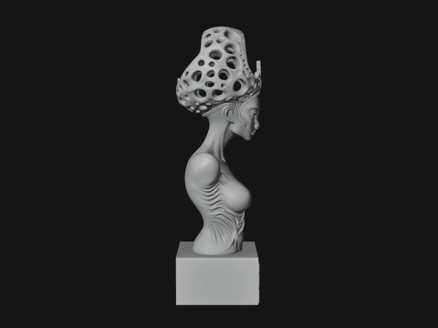 Alien Queen Bust Statue Design 1 - 3D Print Model 3D Print Model