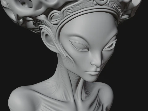 Alien Queen Bust Statue Design 1 - 3D Print Model 3D Print Model