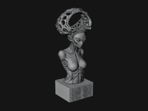 Alien Queen Bust Statue Design 1 - 3D Print Model 3D Print Model